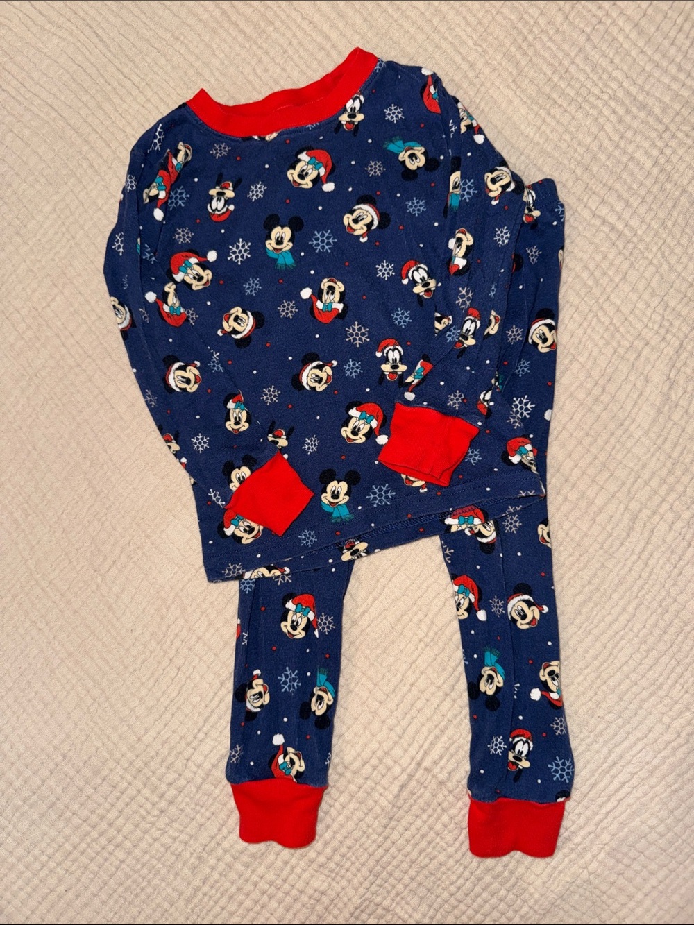 Disney Navy and Red Mickey Mouse Holiday Pajama Set